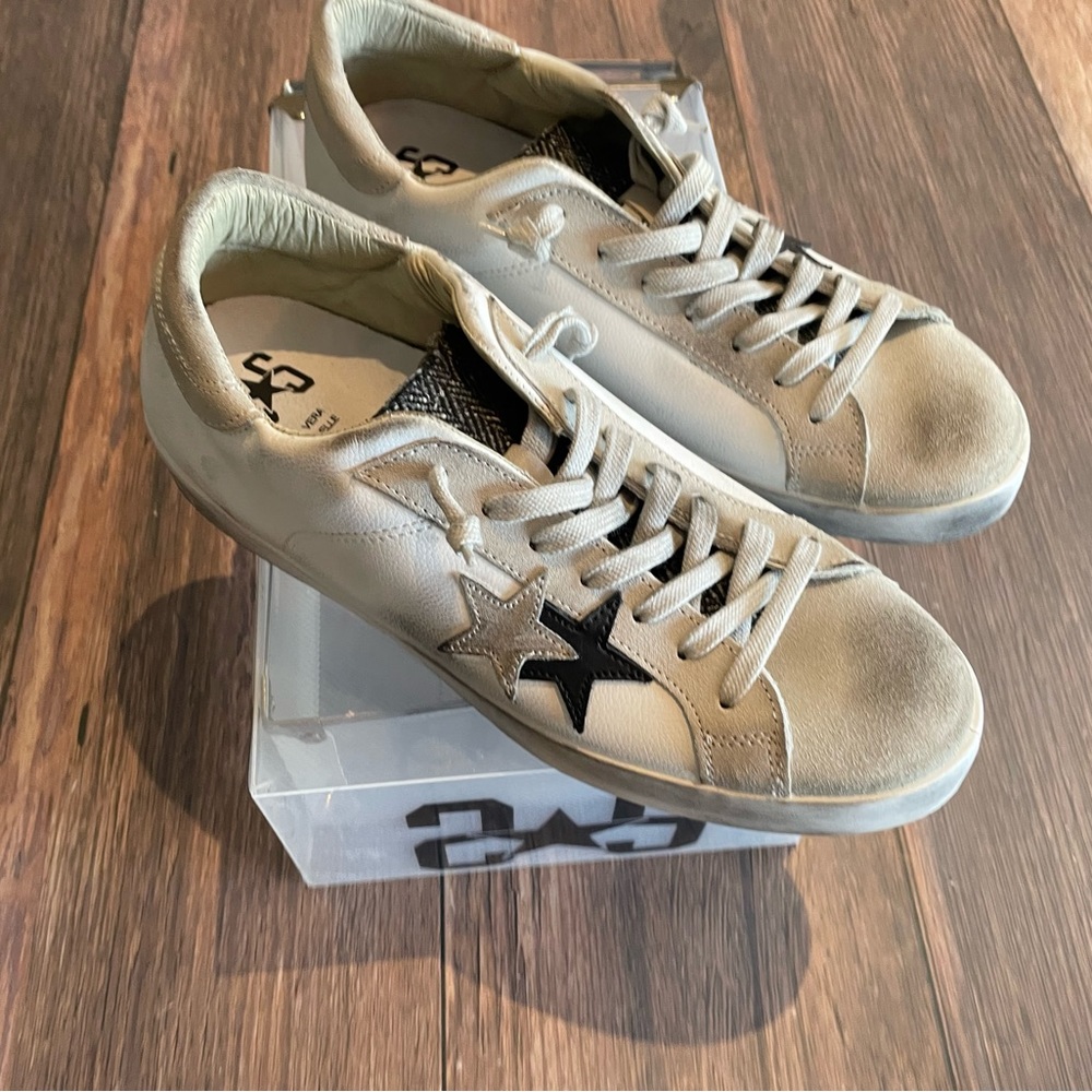 2Star ⭐️Sneakers In White Suede And Leather - Picture 5 of 8